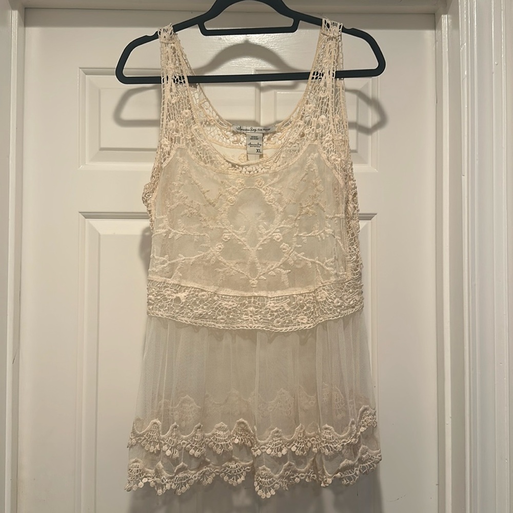 American Rag Sheer crochet lace top